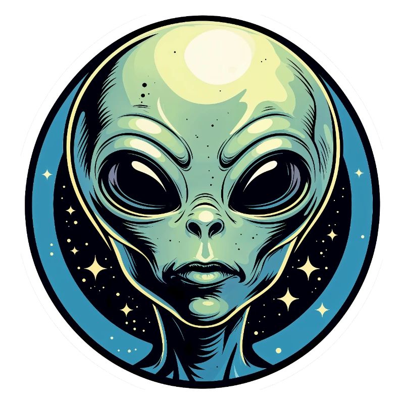 Alien Kopf im kosmischen Kreis