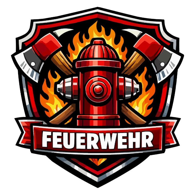 Fire Brigade Logo with Fire Hydrant and Flames