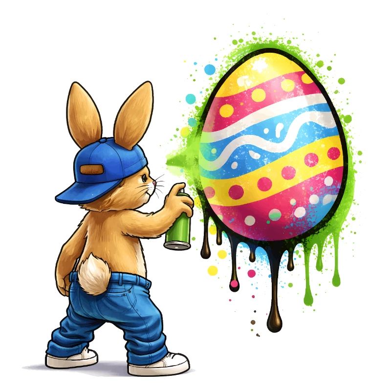 Graffiti bunny with Easter egg