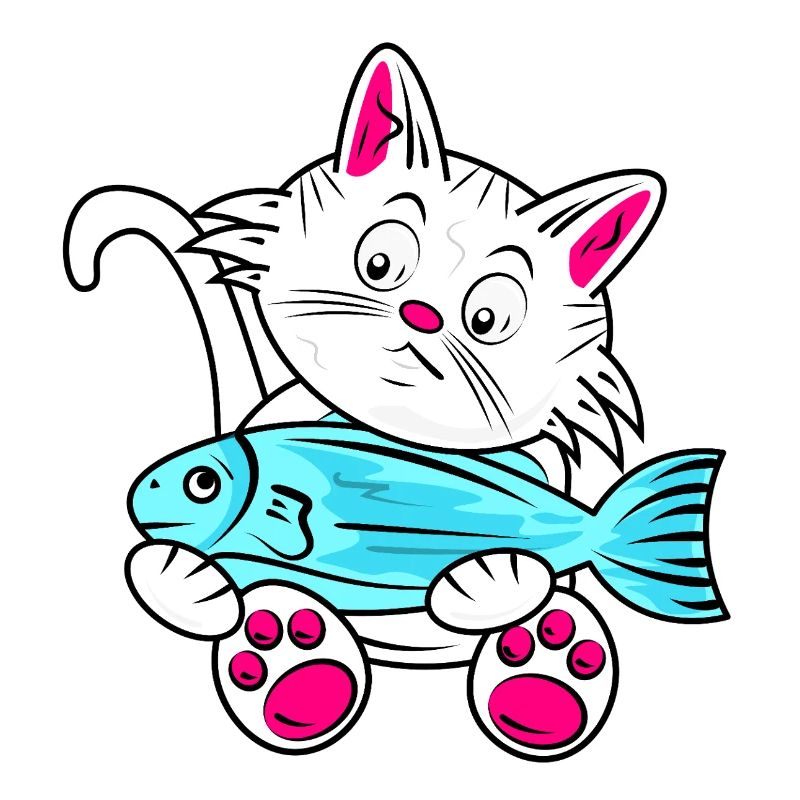Petit Chat et Poisson Bleu