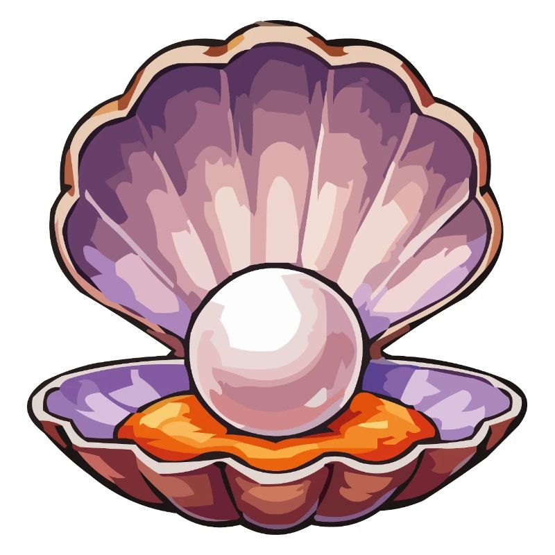 Iridescent pearl in shell
