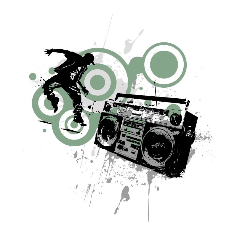 Boombox Graffiti Retro Circles Frutiger Metro