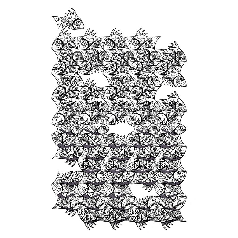 Repeated monochrome fish