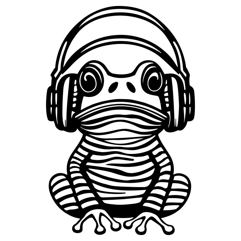 Frosch mit Kopfhörern