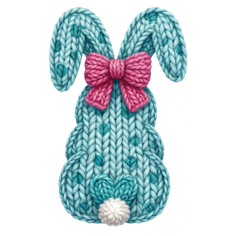 Easter Bunny From Back Bow Faux Yarn Easter