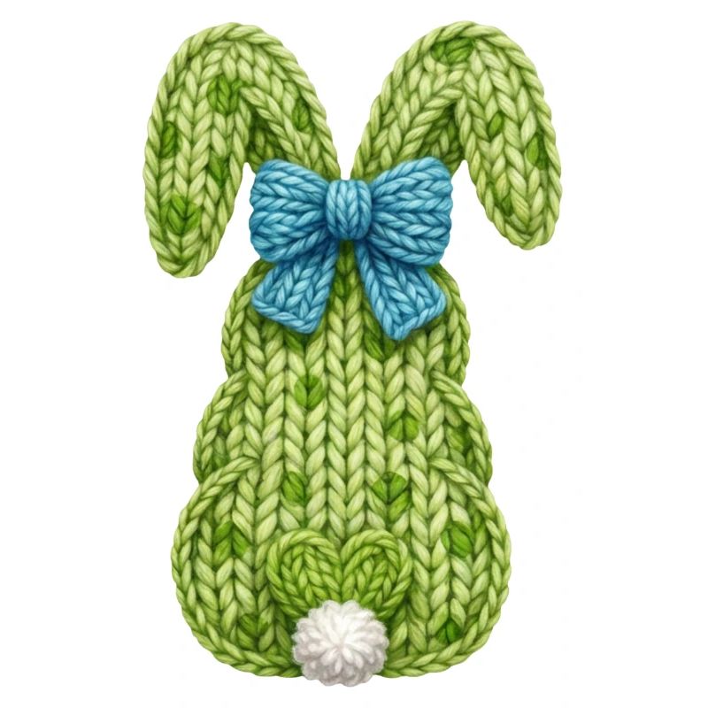 Easter Bunny from Behind with Bow Faux Yarn Easter