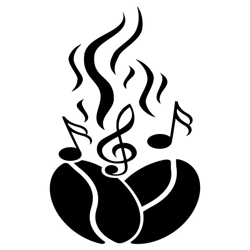 Grains de café avec notes de musique