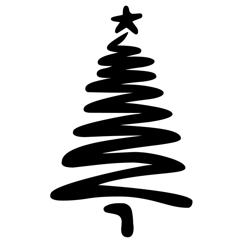 Weihnachtsbaum linear handgezeichnet