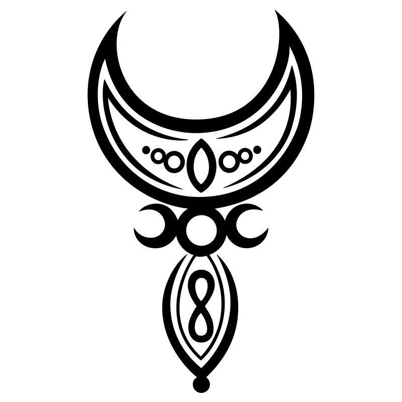 Moon with infinity symbol and goddess.