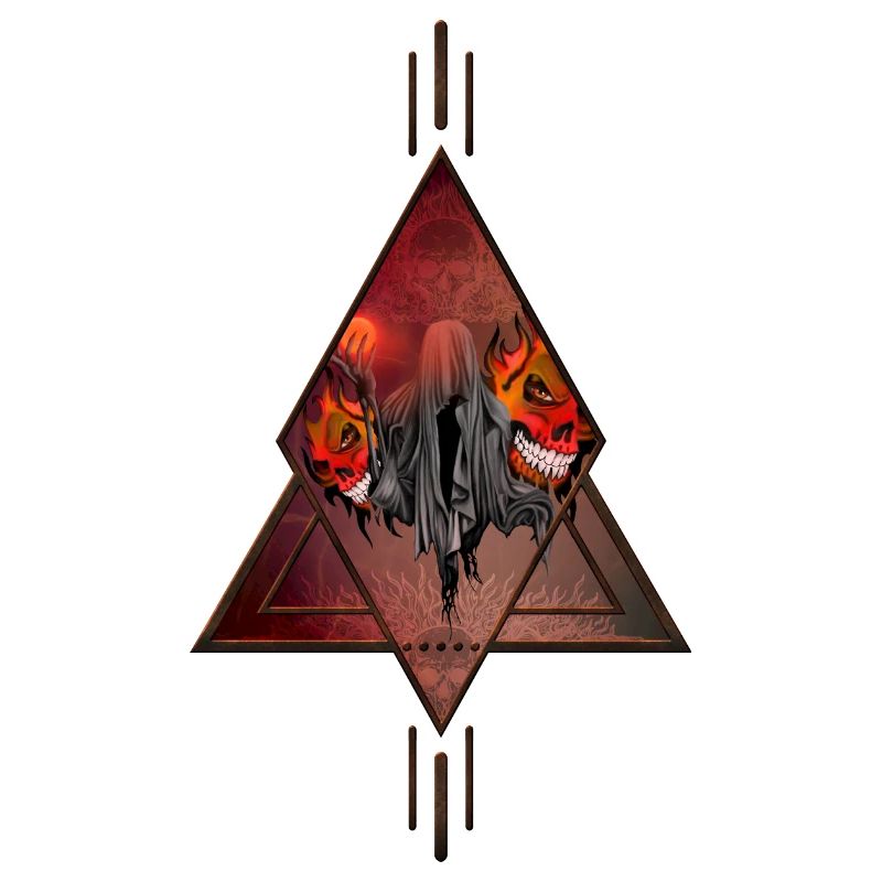 Impressive skeleton with skulls.