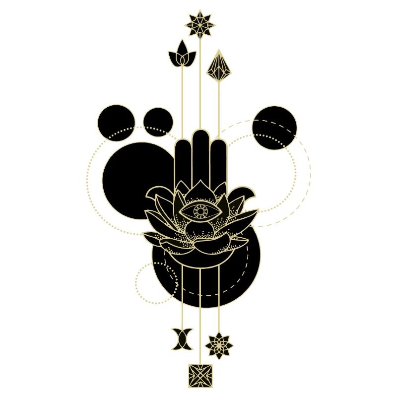 Main Hamsa dorée lotus éthéré