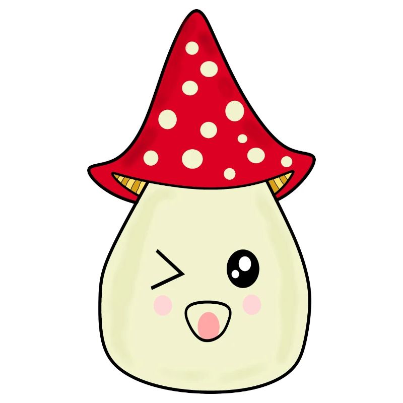 Kawaii Mushroom Toadstool cute red with face