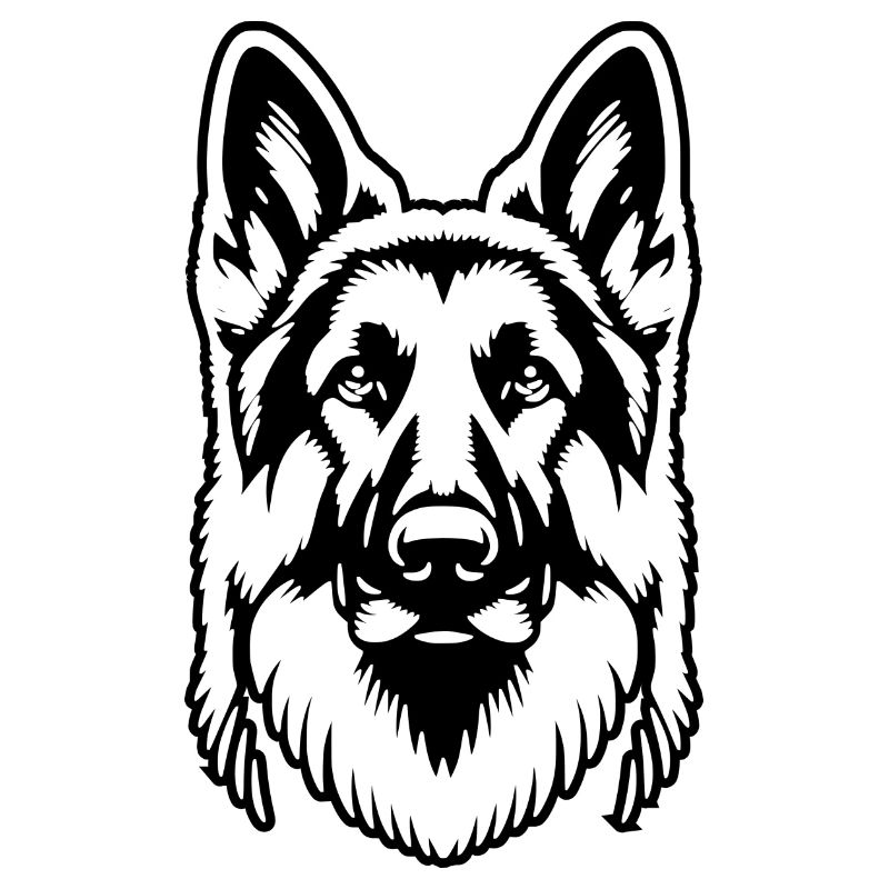 German Shepherd black silhouette from head