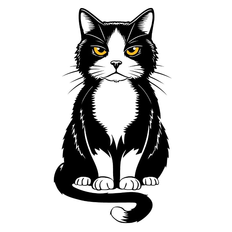 Bild einer sitzenden schwarzen Katze