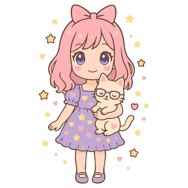 Kleines Mädchen mit Katze von Helfspawn