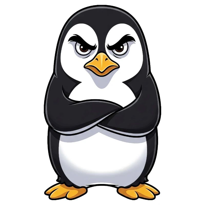 Grumpy Penguin Cartoon Sour Grumpy Annoyed