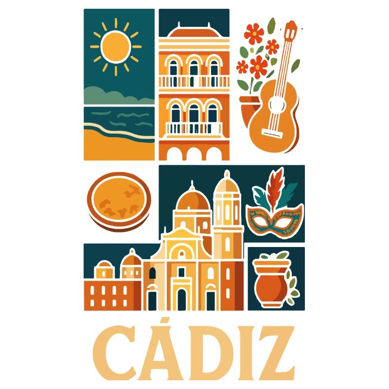 Cadiz Collage Sun Architecture Guitar