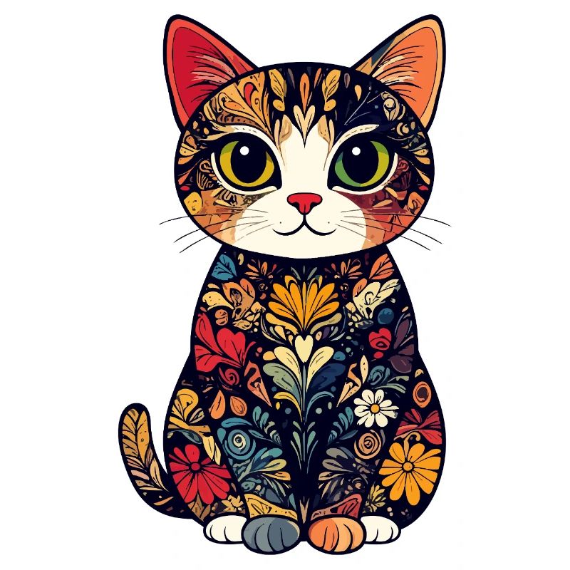 Artificial Cat Flower Cat in Color Mosaic Blossoms Pattern