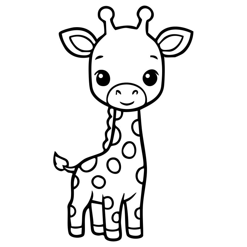 Bébé girafe mignonne – Noir & Blanc