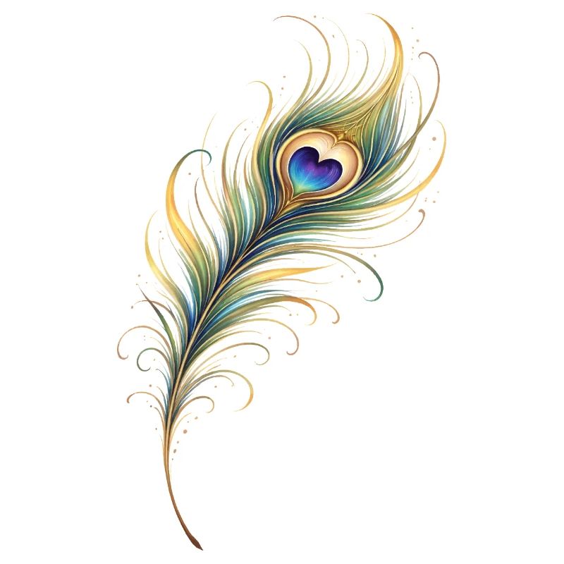 Peacock Feather Heart Boho Yoga Gift