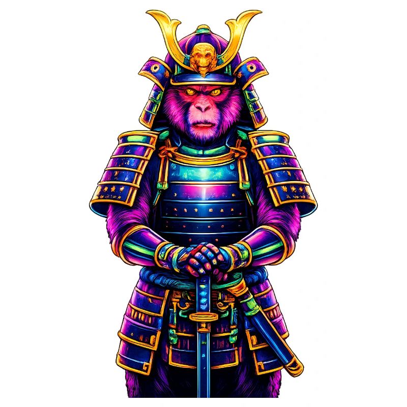 Neon Samurai Monkey Japanese Warrior Animal