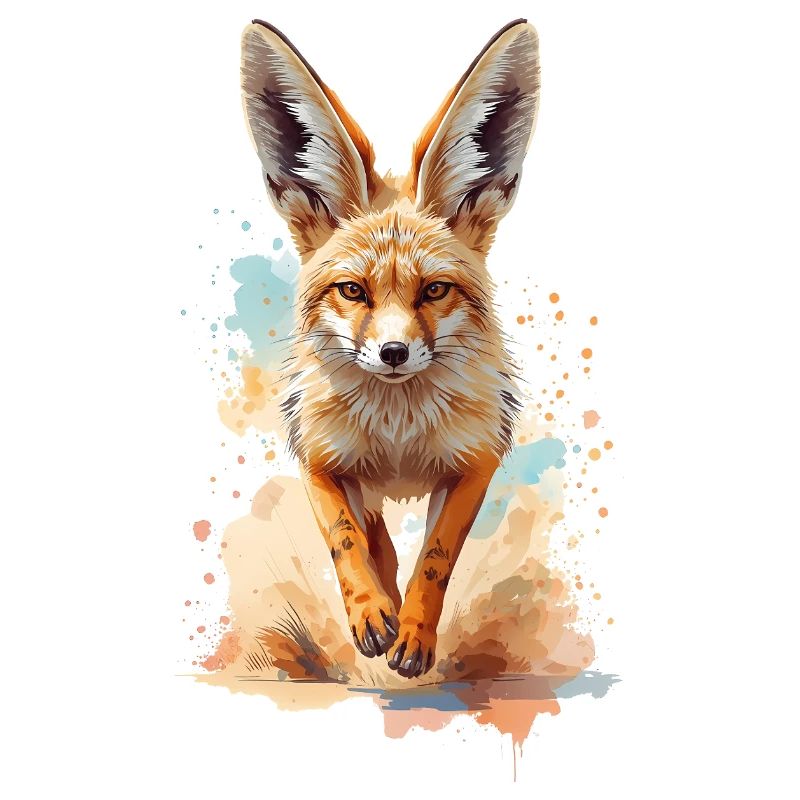 Watercolor Fox Desert Fox with Big Ears