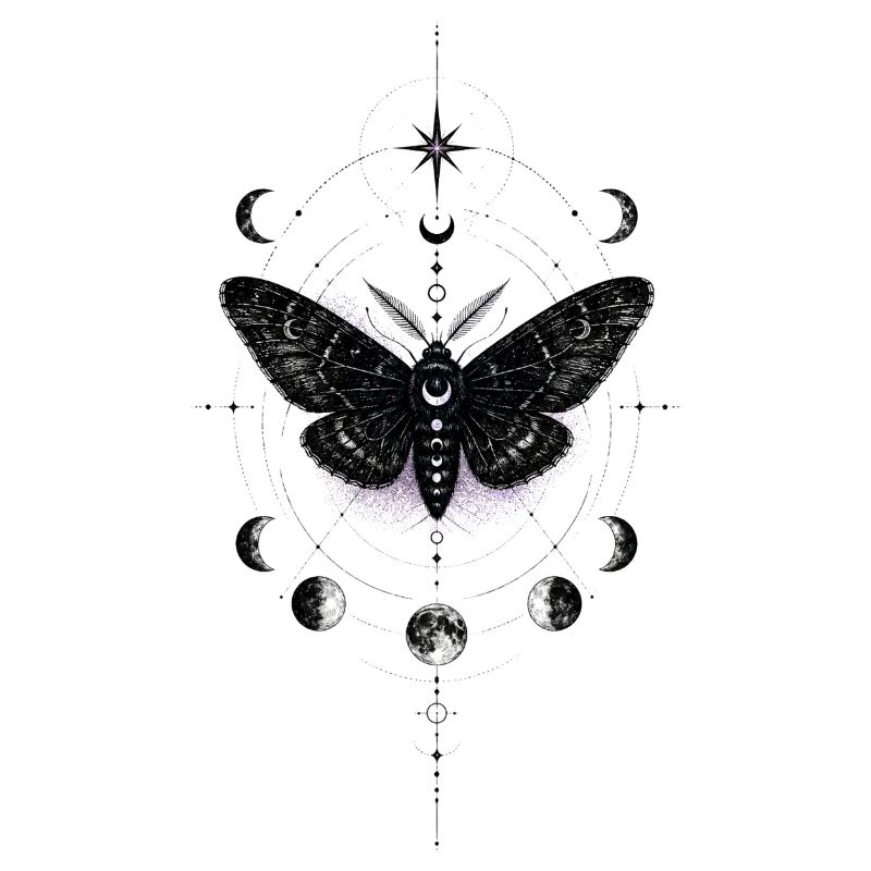 Moonlit Moth in Celestial Ring