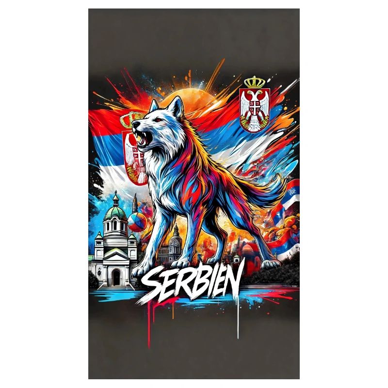 Conception du drapeau national du loup de Serbie