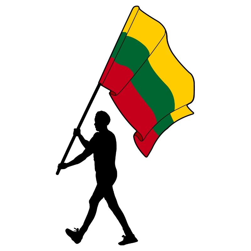 Flag Lithuania man walking