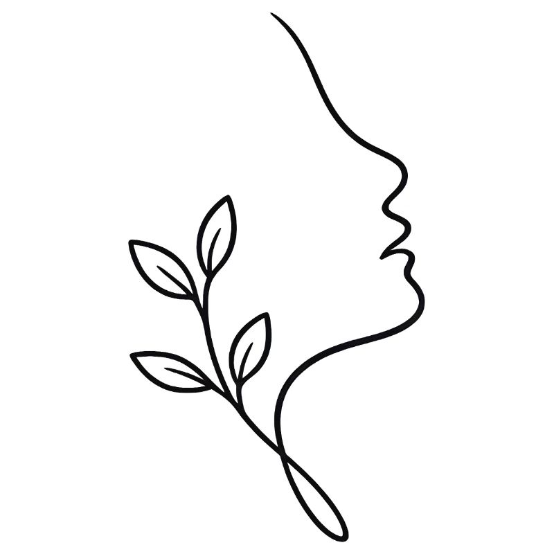 Face linéaire avec feuillage