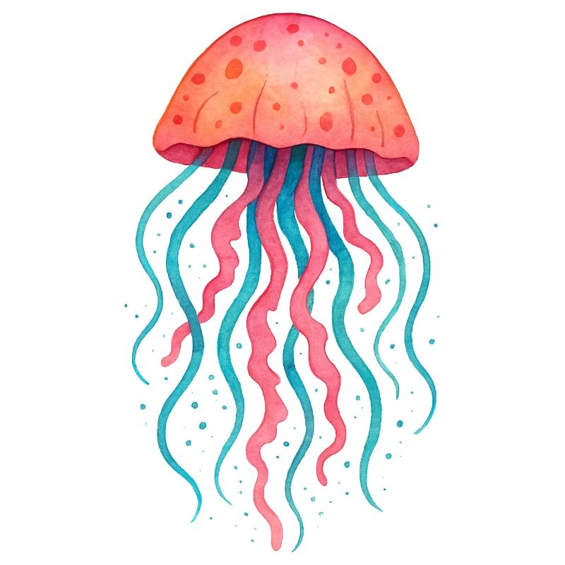 Aquarelle néon méduse