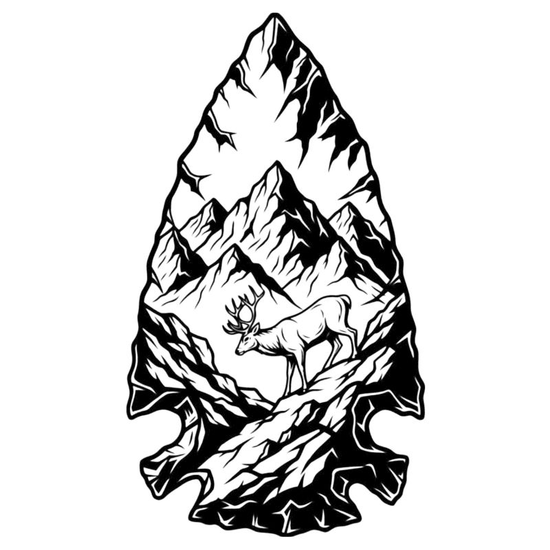 Art de lignes de cerfs paysagés de montagne