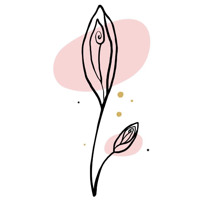 Pink Abstract Leaf Line Art