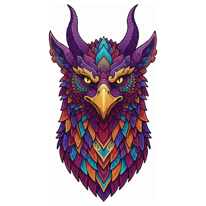 Colorful owl with horns