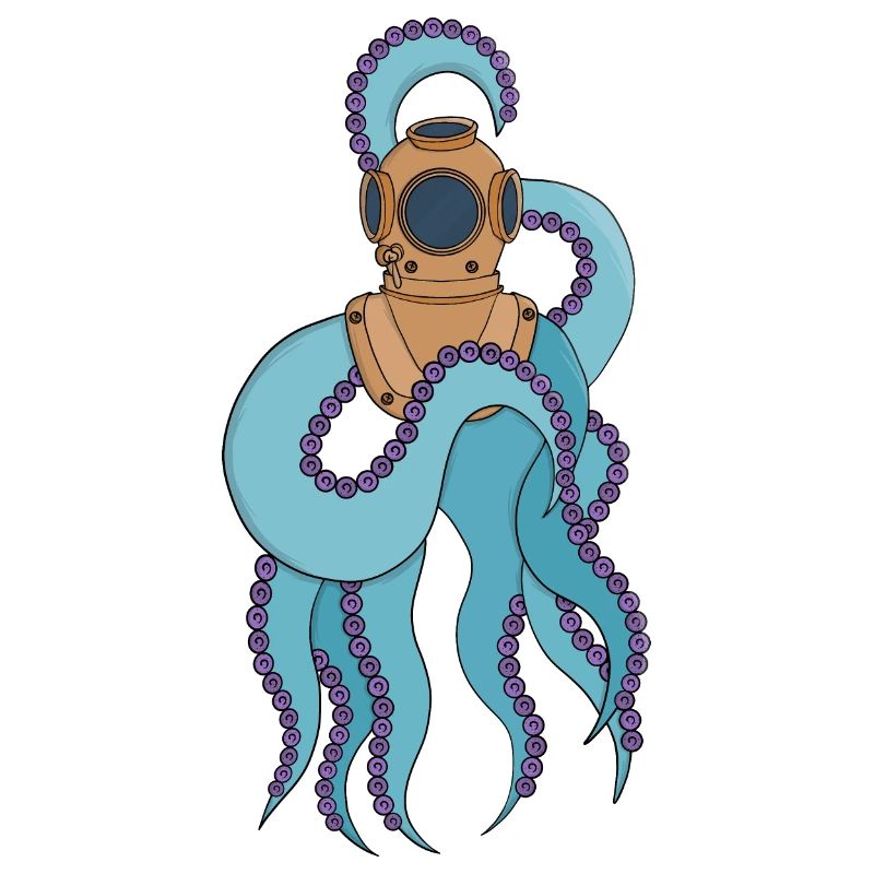 An octopus wearing a diving suit