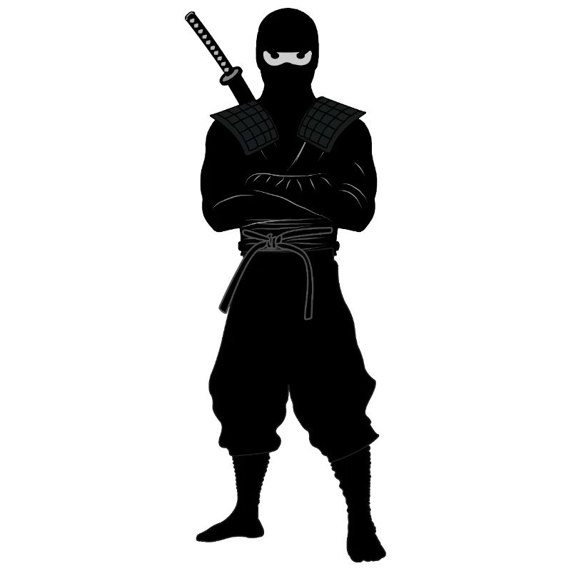 Ninja coriace avec une épée dans le dos