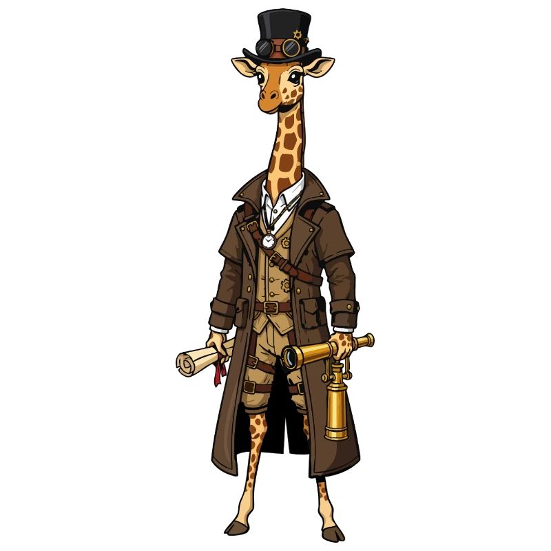 Girafe Exploratrice Steampunk Haut-de-Forme Chic