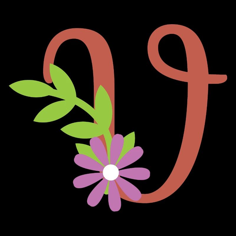 Eleganter Buchstabe 'V' mit Blumen