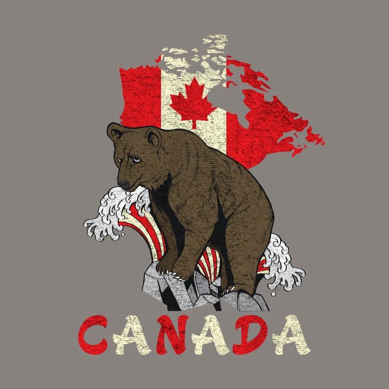 Conception d'ours du Canada avec carte et drapeau