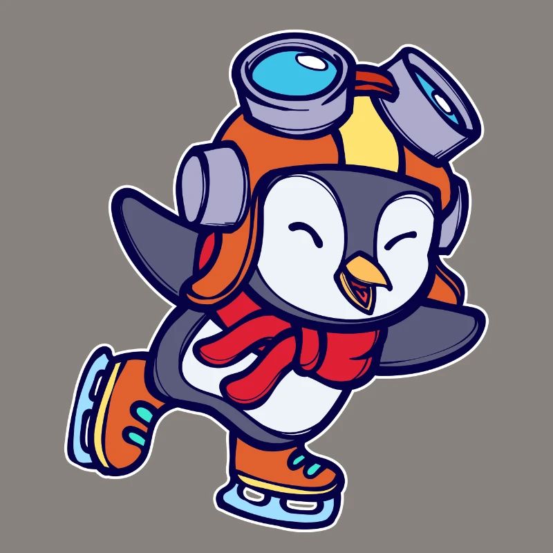 Kalt Cool Süß Vogel Pinguin Tier Eislaufen Eis