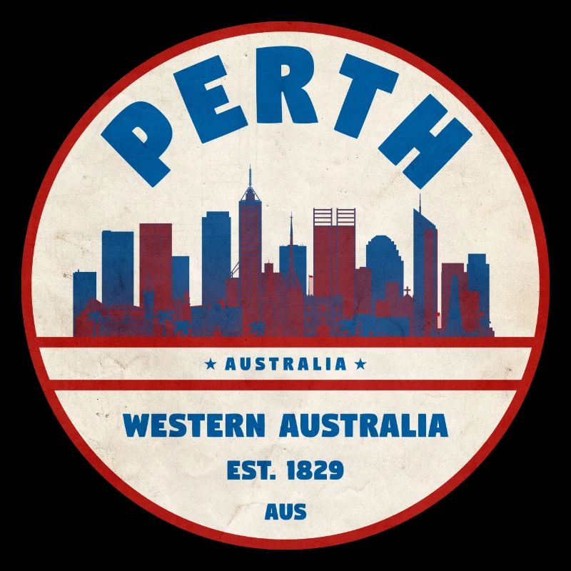 Perth Skyline Retro AU