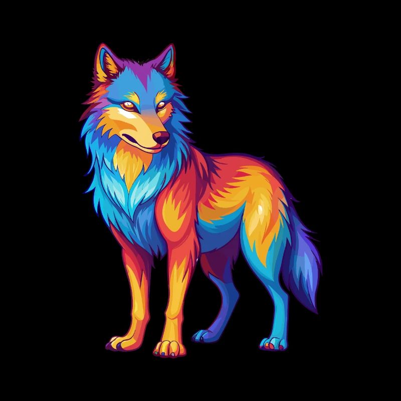 Wolf Bunte Kawaii Cartoon Figur Clipart
