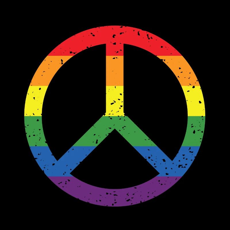 Rainbow Peace Symbol Pride Flag LGBTQ+ Grunge