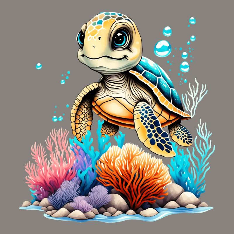 Vibrant Underwater Turtle Scene