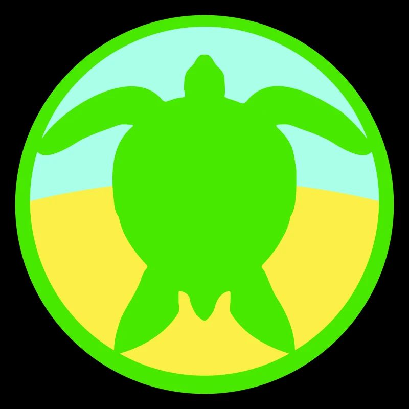 Tortue Logo Plage Eau Mer Rond Icône