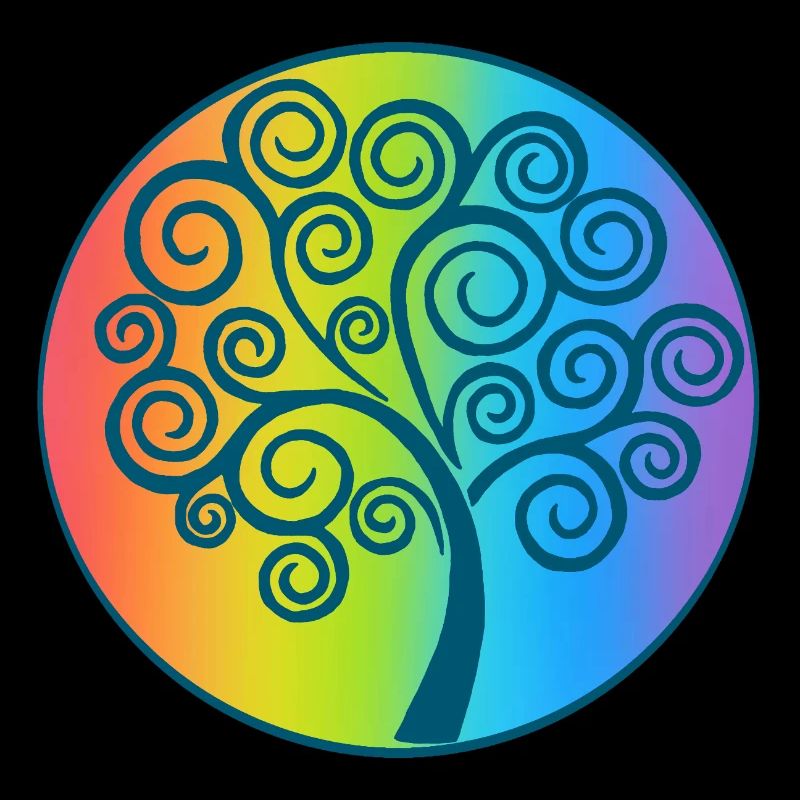 Spirale und Regenbogenbaum des Lebens