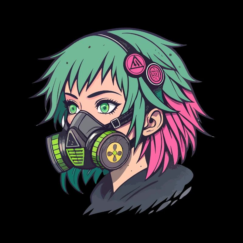 Neon Gasmask Punk Portrait