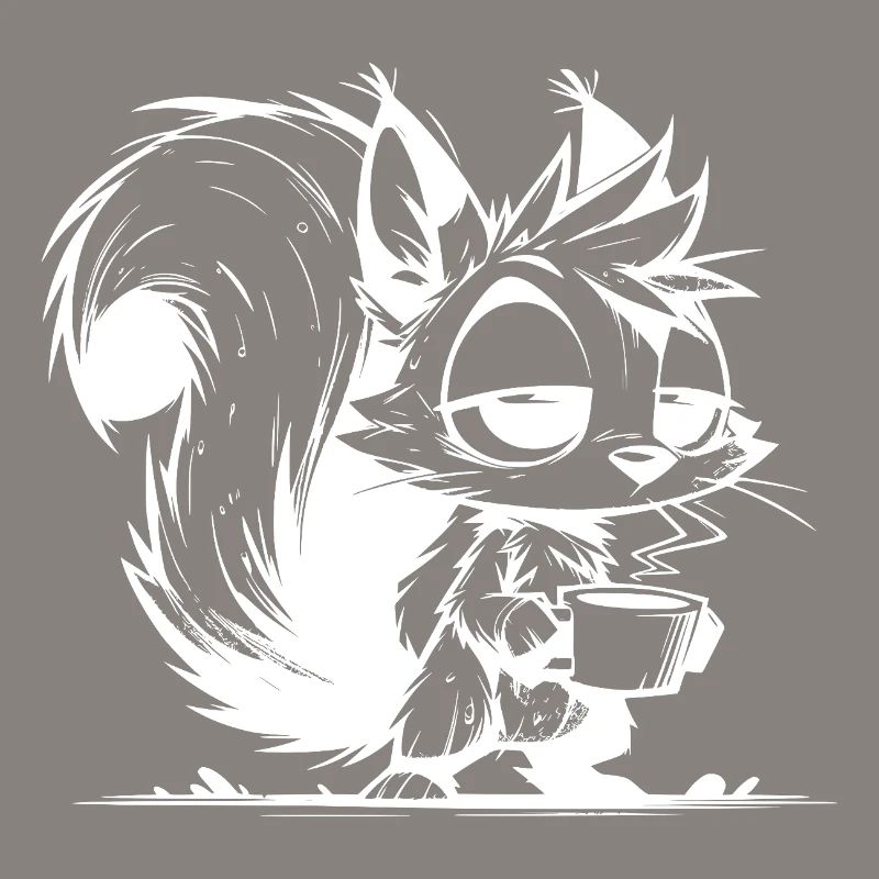 Ohne Kaffee kein Eichhörnchen bei der Arbeit