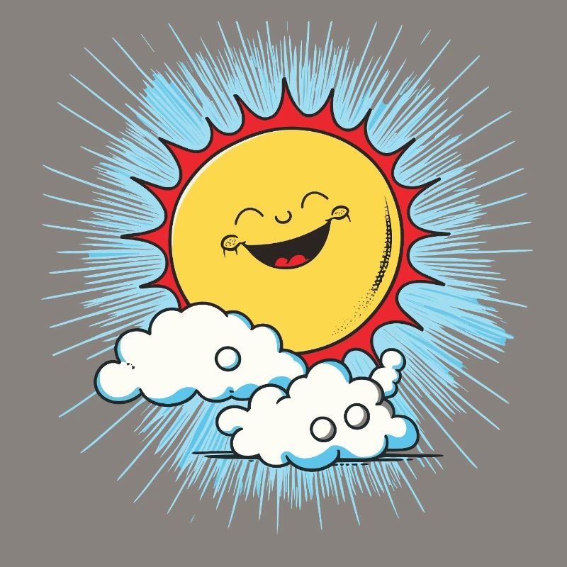 Smiling sun above clouds