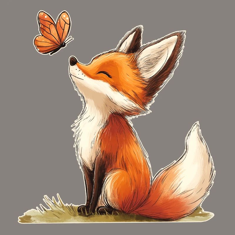 Fuchs mit Schmetterling